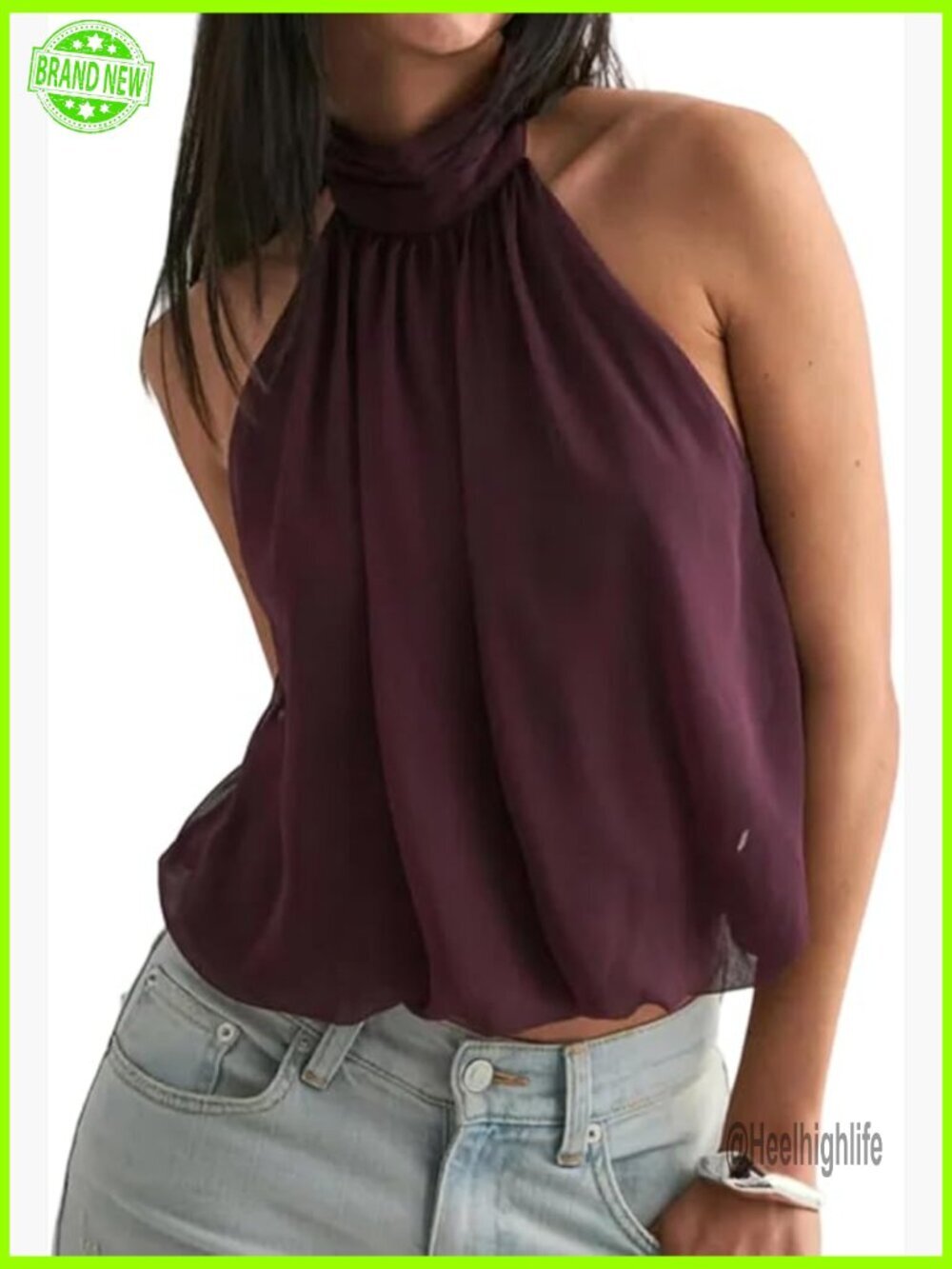 Y2k Backless Halter Crop Tank Top Fairy Ruffle Cami Sleeveless Peplum Tie Back